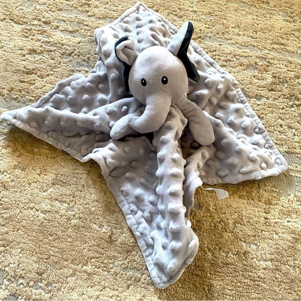 Boritar Elephant Gray Lovey Plush Toy Comforter Microfiber Fleece Blanket Unisex